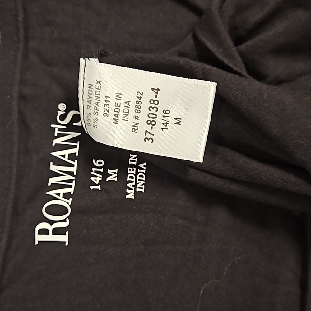 ROAMAN'S black dolman sleeve black tunic top lace inset on shoulders Med 14/16 - Picture 4 of 7